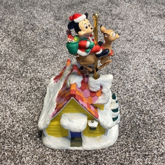 Vintage Disney Christmas Collection House . Mickey Santa on Reindeer Music Box - Picture 3 of 7